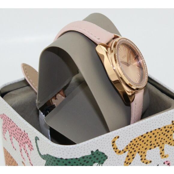 Fossil BQ3773 Vale Solar-Powered Pink Leather Watch - Picture 9 of 11